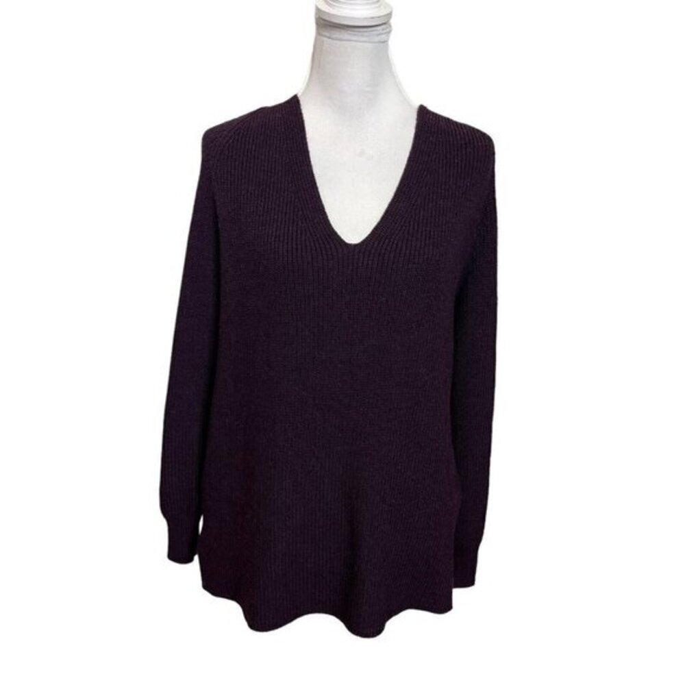 Athleta Switchback Pullover Sweater Women's XS Auberge Heather Merino Ribbed - Picture 2 of 11